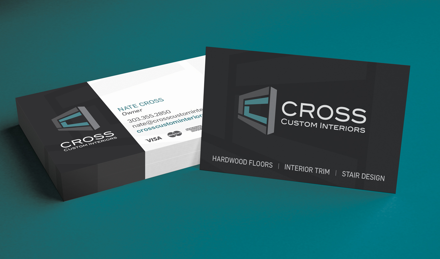 Cross Custom Interiors logo and business card design